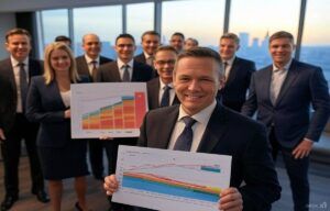 Imagen que representa ejecutivos de motor con gráficos de ventas