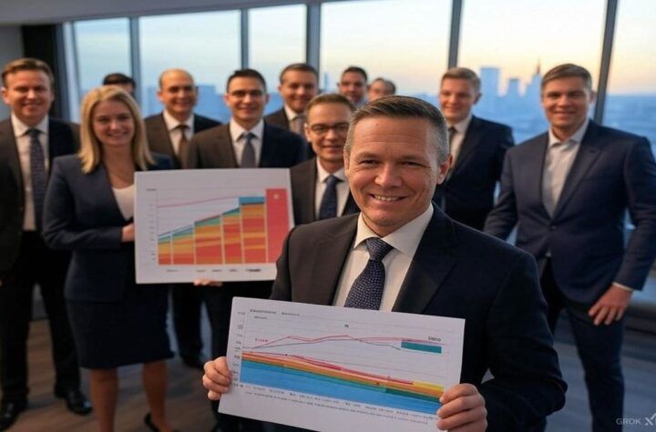 Imagen que representa ejecutivos de motor con gráficos de ventas